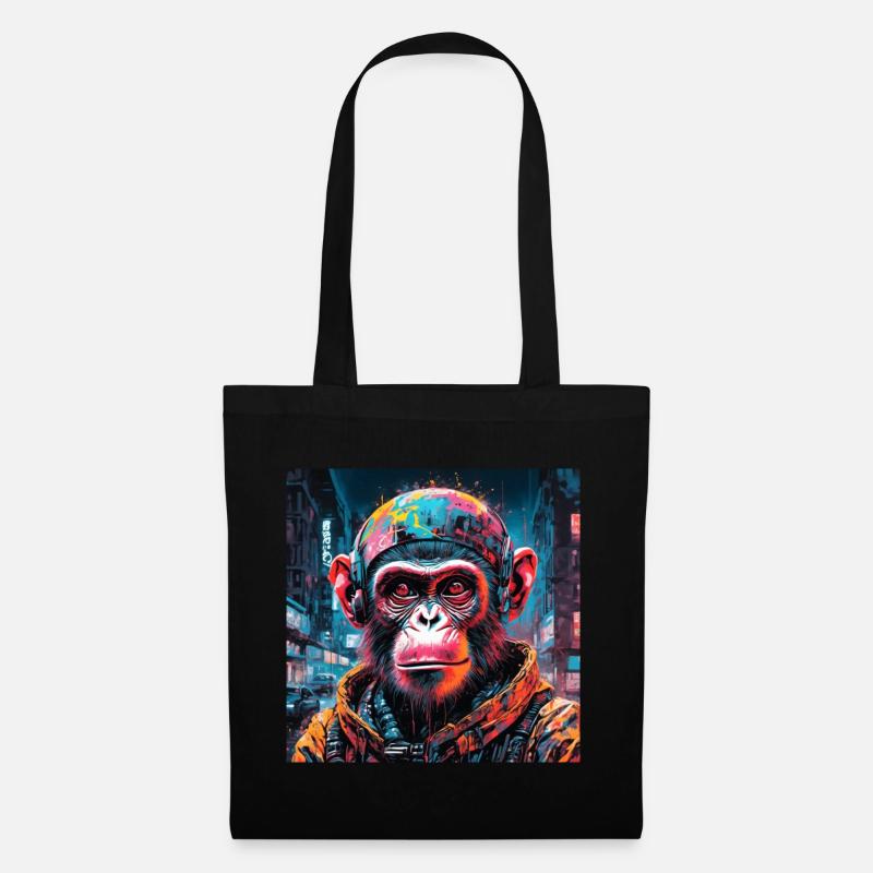 Cyberpunk-Affe - Stoffbeutel - Schwarz