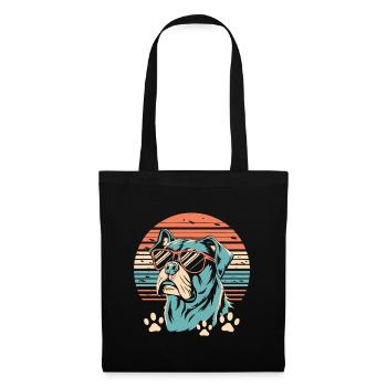 Retro Sunset Dog with Sunglasses - Tote Bag - black - Front