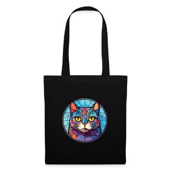 Britisch Kurzhaar Katze Bunte Aquarell-Karikatur - Stoffbeutel - Schwarz - Vorne