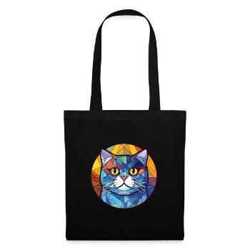 Britisch Kurzhaar Katze Bunte Aquarell-Karikatur - Stoffbeutel - Schwarz - Vorne