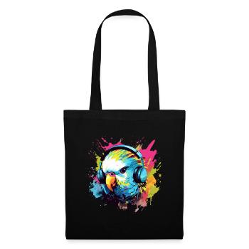 Budgie with headphones Budgies Bird - Tote Bag - black - Front