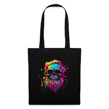 crâne masculin avec barbe et cheveux couleur néon - Sac en tissu - noir - Devant