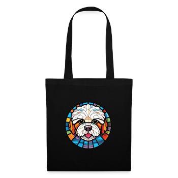Bichon frisé chien race aquarelle Illustration - Sac en tissu - noir - Devant