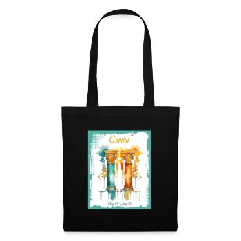 Zodiac Signs in Watercolor: Gemini the Twins - Tote Bag - black - Front