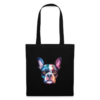 Boston Terrier Hunderasse Aquarell Illustration - Stoffbeutel - Schwarz - Vorne