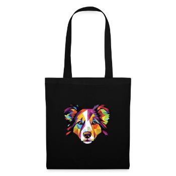 Border Collie Hunderasse Aquarell Illustration - Stoffbeutel - Schwarz - Vorne