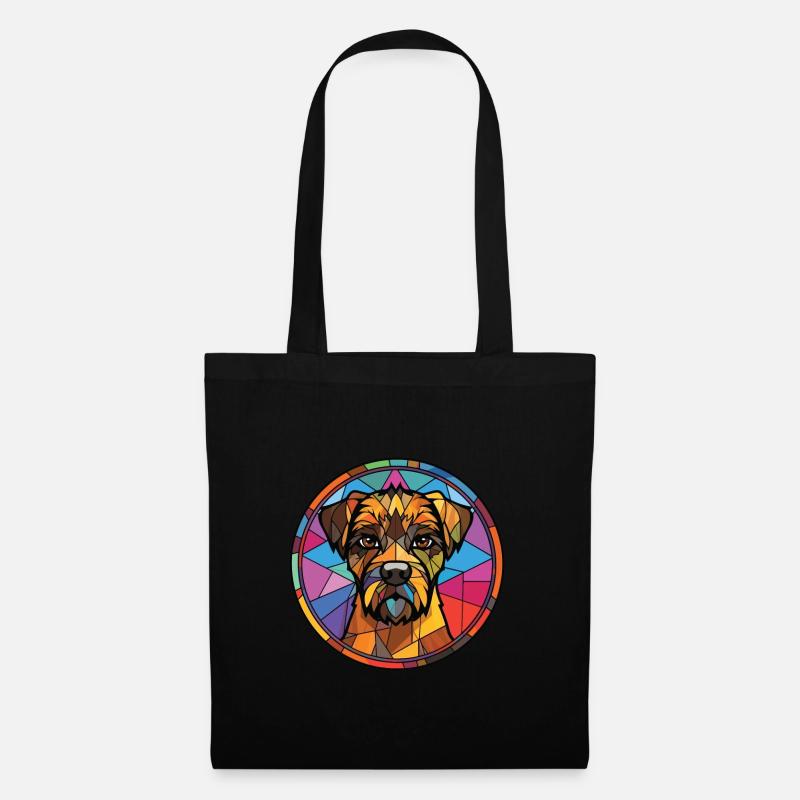 Border Terrier Hunderasse Aquarell Illustration - Stoffbeutel - Schwarz
