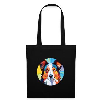 Border Collie chien race aquarelle Illustration - Sac en tissu - noir - Devant