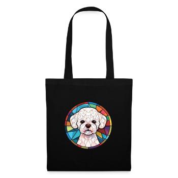 Bichons frisé race de chien Illustration à l’aquarelle - Sac en tissu - noir - Devant