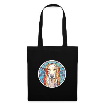 Borzoi Dog Breed Colorful Watercolor Illustration - Tote Bag - black - Front