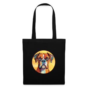 Boxer-Hundsrasse Bunte Aquarell-Illustration - Stoffbeutel - Schwarz - Vorne