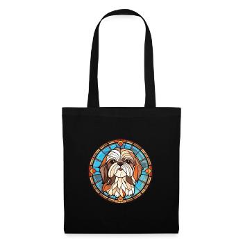 Shih Tzu chien race aquarelle verre Illustration - Sac en tissu - noir - Devant