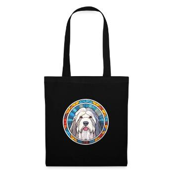 Vieux chien de berger anglais chien race aquarelle colorée - Sac en tissu - noir - Devant