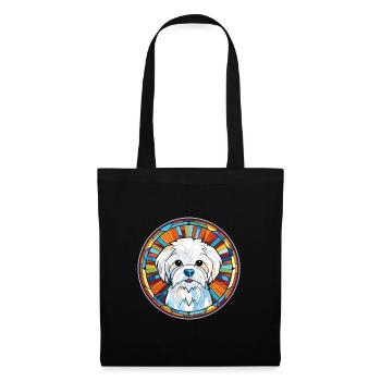 Chien maltais race coloré aquarelle Illustration - Sac en tissu - noir - Devant