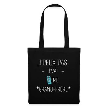 Je peux pas, je vais être grand-frère - Sac en tissu - noir - Devant