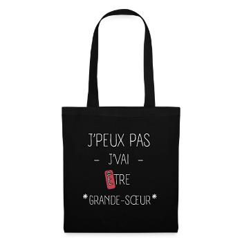 J'peux pas je Vai être grande-Sœur - Sac en tissu - noir - Devant