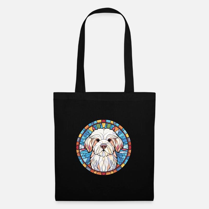 Coton de Tulear Hunderasse Aquarell Illustration - Stoffbeutel - Schwarz