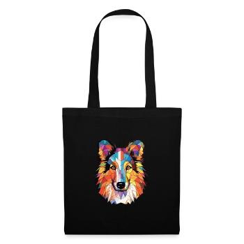 Sheltie Dog Breed Colorful Watercolor Illustration - Tote Bag - black - Front