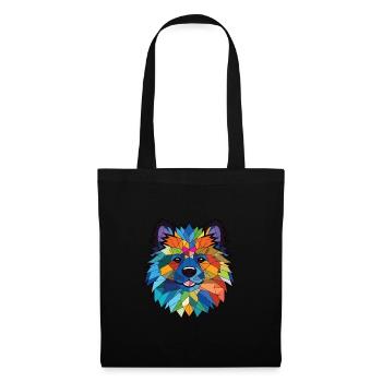 Keeshond Dog Breed Watercolor Glass Illustration - Tote Bag - black - Front