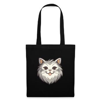 Sibirische Katze Karikatur Aquarell Illustration - Stoffbeutel - Schwarz - Vorne
