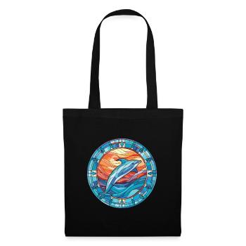 Dolphin Colorful Watercolor Animal Illustration - Tote Bag - black - Front