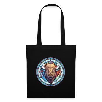 Bison Colorful Watercolor Animal Pet Illustration - Tote Bag - black - Front