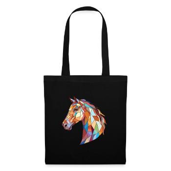 Pferd buntes Aquarell Tier Haustier Illustration - Stoffbeutel - Schwarz - Vorne