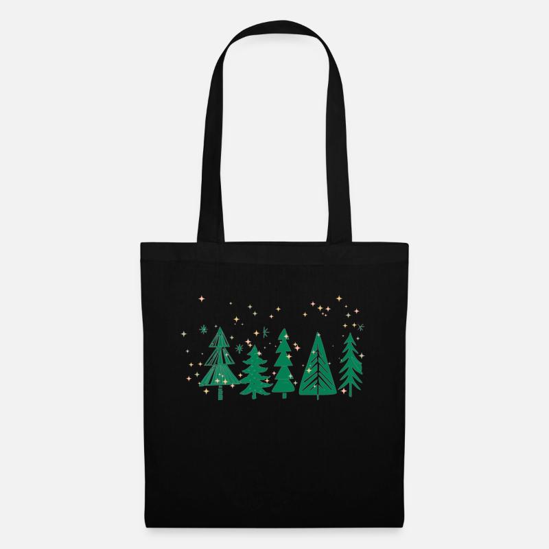 Weihnachtsbaum Design, Goldflocken - Stoffbeutel - Schwarz