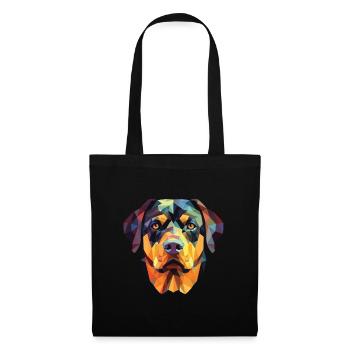 Rottweiler Chien Aquarelle Colorée Animal Cartoon - Sac en tissu - noir - Devant