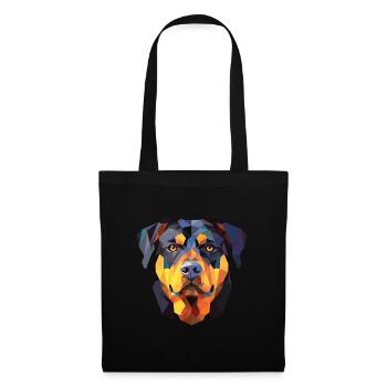 Rottweiler Chien Aquarelle Colorée Animal Cartoon - Sac en tissu - noir - Devant