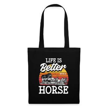 Cavalier de calèche tiré par des chevaux - Sac en tissu - noir - Devant