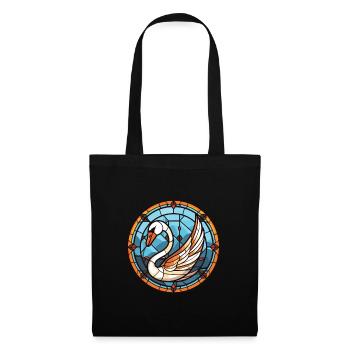 Cygne aquarelle colorée Animal animal de compagnie Illustration - Sac en tissu - noir - Devant