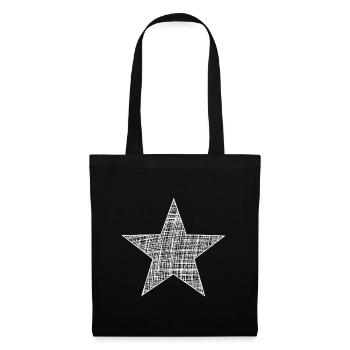 weißer Stern, white star - Stoffbeutel - Schwarz - Vorne