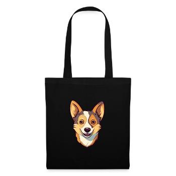 Lundehund chien race Cartoon Kawaii Illustration - Sac en tissu - noir - Devant
