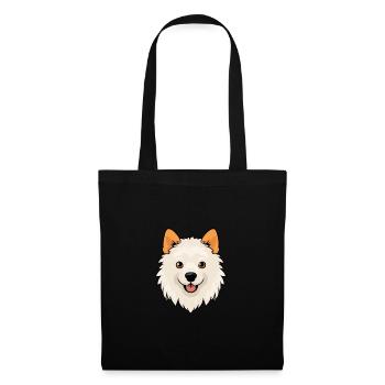 Indien Spitz chien race Cartoon Kawaii Illustration - Sac en tissu - noir - Devant