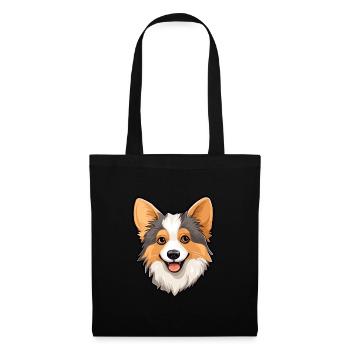 Isländischer Schäferhund Hunderasse Cartoon Kawaii Illust - Stoffbeutel - Schwarz - Vorne