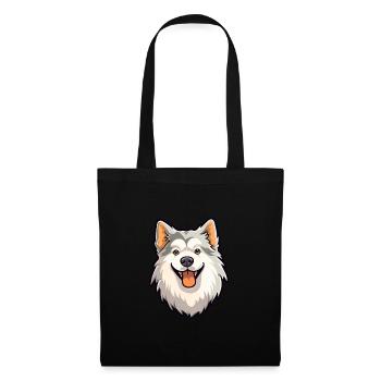 Hokkaido Dog Breed Cartoon Kawaii Illustration - Tote Bag - black - Front