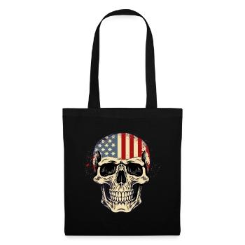Skull with American flag - Tote Bag - black - Front
