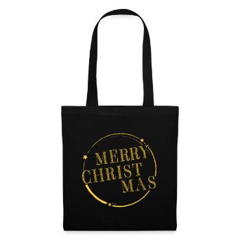 Merry Christmas Typo in a round Circle - Stoffbeutel - Schwarz - Vorne