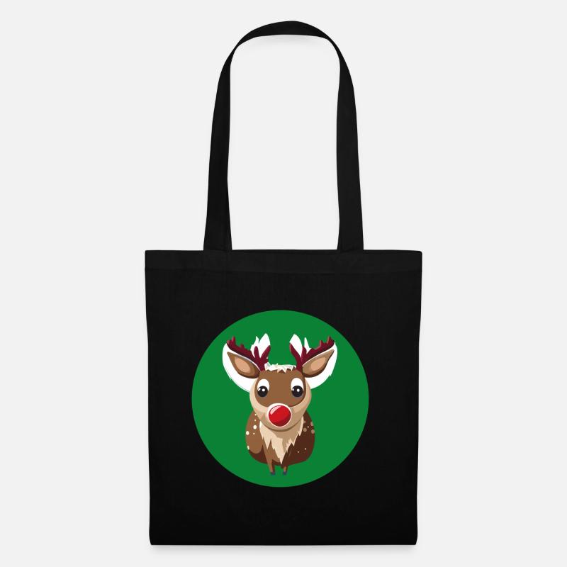 Rentier Rudolph Weihnachtspullover - Stoffbeutel - Schwarz