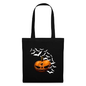 Kürbisse, Fledermäuse, Spinnen, halloween outfit - Stoffbeutel - Schwarz - Vorne