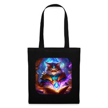 Mystische Fantasy Katze - Stoffbeutel - Schwarz - Vorne