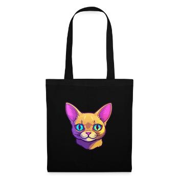 Chat d’argent britannique race aquarelle dessin animé Kawaii - Sac en tissu - noir - Devant
