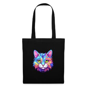 Kurilian Bobtail Katze Aquarell Cartoon Kawaii - Stoffbeutel - Schwarz - Vorne