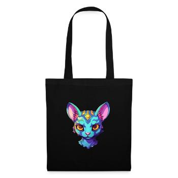 Hauskatze Rasse Aquarell Karikatur Kawaii Haustier - Stoffbeutel - Schwarz - Vorne
