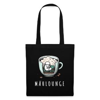 mählounge melange schaf lounge wortspiel kaffee - Stoffbeutel - Schwarz - Vorne