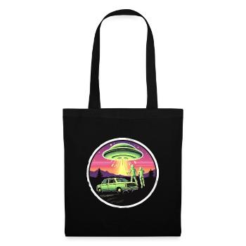 Pop Art Ufo Sichtung 80s Retro Style - Stoffbeutel - Schwarz - Vorne