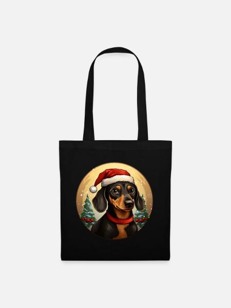 Dackel Weihnachten - Stoffbeutel - Schwarz