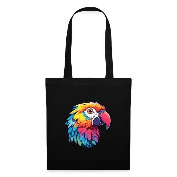 Parrot Colorful Watercolor Cartoon Kawaii Animal - Tote Bag - black - Front
