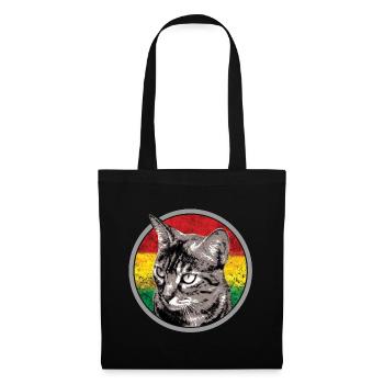 Cat face with reggae flag - Tote Bag - black - Front